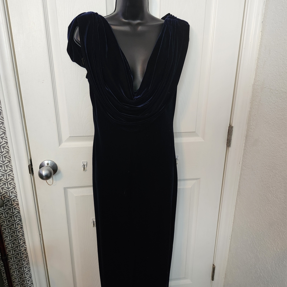 Alex Evenings Navy One Shoulder Dress